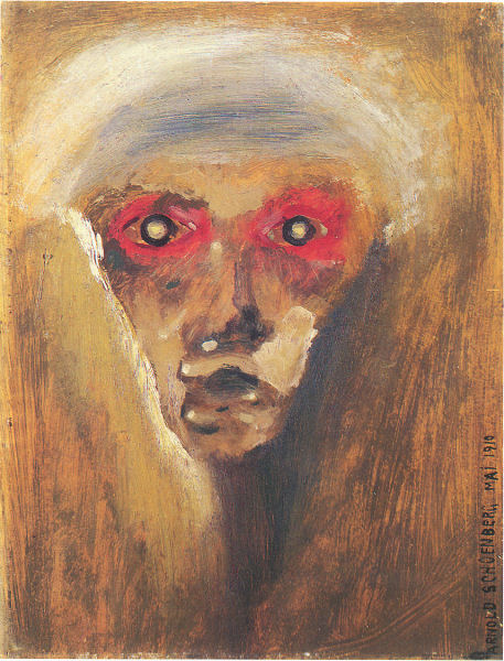 211Arnold Schoenberg  Der rote Blick (« Le regard rouge »). Mai 1910 Huile sur carton H. : 32 cm ; L. : 25 cm Munich