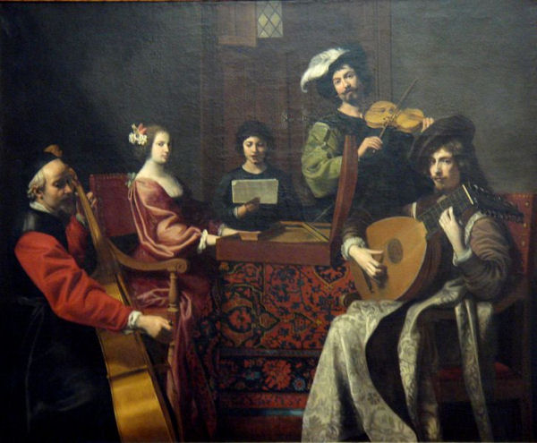 725	Nicolas Tournier (1590-1639), Le concert, vers 1632-1638. Huile sur toile, 1,88 x 2,26 m. Paris musée du Louvre