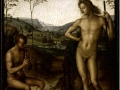 407Le Pérugin (vers 1448-1523)  Apollon et Marsyas Vers 1490-1492 Huile sur bois H. : 39 cm ; L. : 29 cm Paris, musée du Louvre