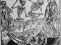 621Michael Wolgemut (1434-1519)   Danse macabre nocturne 1493 Gravure sur bois tirée du Liber chronicarum (« Chronique universelle ») de Hartmann Schedel (Nuremberg, 1493) H. : 29,7 cm ; L. : 25,4 cm Paris, bibliothèque des Arts décoratifs