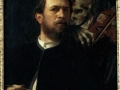 816Arnold Böcklin : Selbstbildnis mit fiedelndem Tod (« Autoportrait avec la Mort au violon »). 1872. Staatliche Museen zu Berlin. Nationalgalerie.
