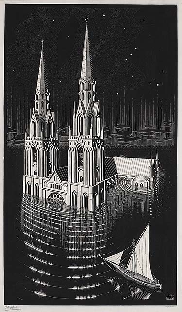 Escher, La Cathédrale engloutie, 1924